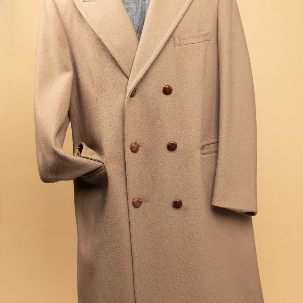 Vintage Marshall Fields Mens Cashmere and Camel Hair Trench Blonde Camel